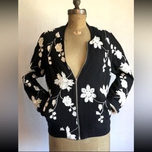 TULLE Original Clothes Women's Jacket Black/White Gorgeous Embroidered flowers L